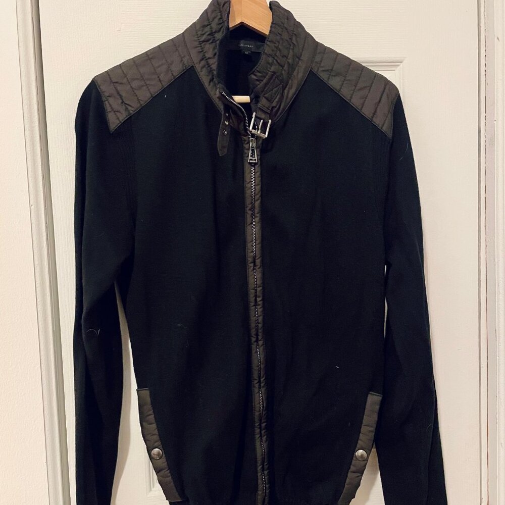 Belstaff Made in Italy Buckle Collar Black Sweater Medium